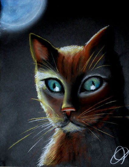 Gato y luna Pastel Card Animals