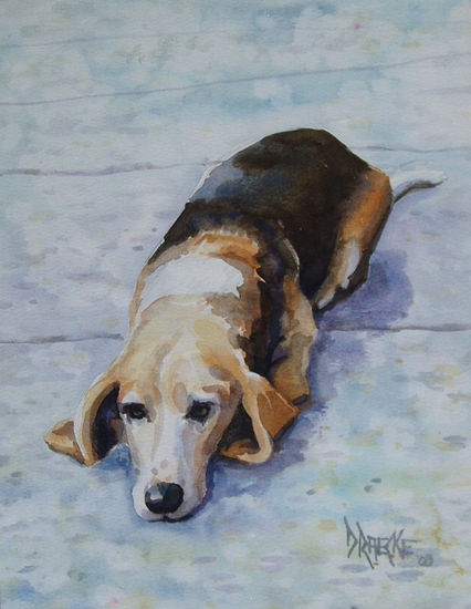 Basset hound Watercolour Card Animals