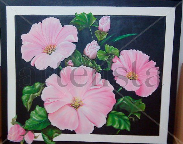 flores rosadas Oil Canvas Floral Painting