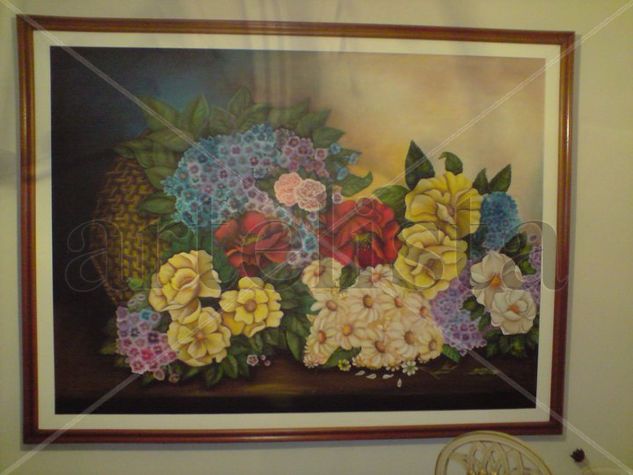 cesta de flores Oil Canvas Floral Painting