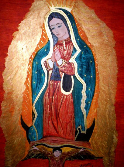 NUESTRA SEÑORA DE GUADALUPE Oil Canvas Figure Painting