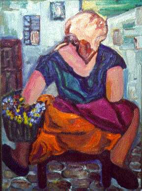 SEÑORA SENTADA Oil Canvas Figure Painting