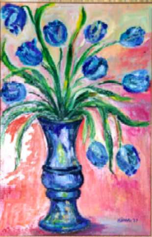 TULIPANES Oil Paper Floral Painting