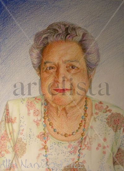 Mi Abuela Pencil (coloured) Paper Portrait