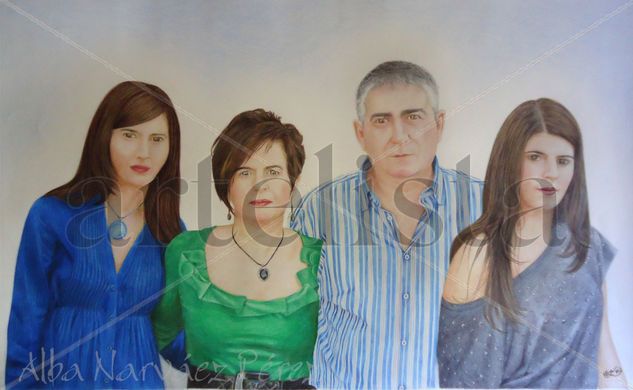 Mi Familia Lápiz (a color) Papel Retrato