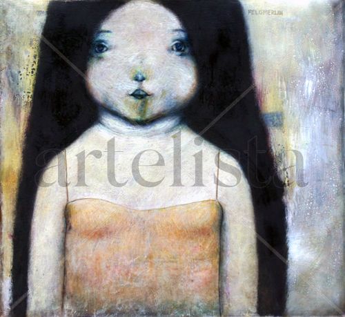 Loose, long, dark hair Óleo Lienzo Figura