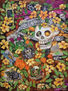 La Catrina en campo de flores y futbol