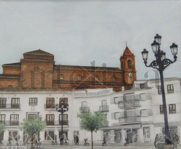 Plaza de Torrox Mixed media Paper Landscaping