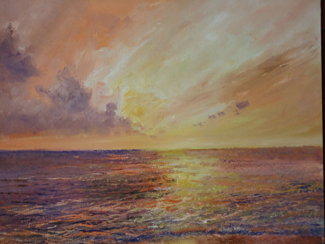 atardecer en el mar Oil Canvas Marine Painting