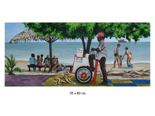 Copero y familias en la playa
