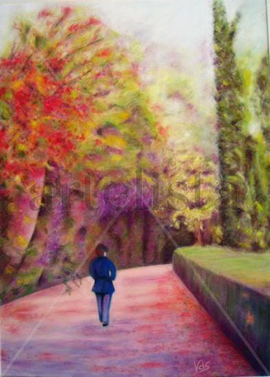 Paseo florido Pastel Paper Landscaping