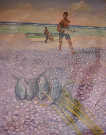 Pescadores Oil Canvas Marine Painting