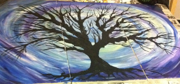 Árbol y azul Acrylic Canvas Landscaping