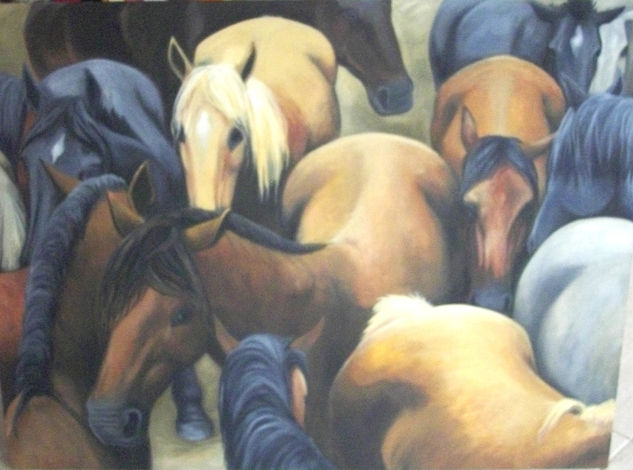 Manada de caballos Oil Canvas Landscaping