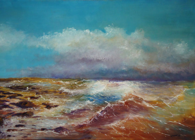 el mar en la costa Oil Textile Marine Painting