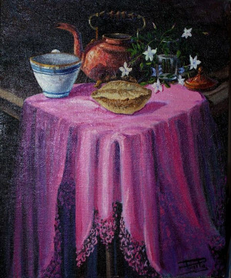 PAN Y FLORES Oil Canvas Still Life Paintings