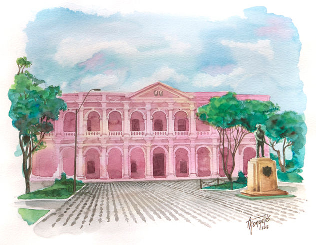 El Cabildo de Asuncion Watercolour Card Landscaping