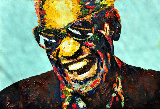 Ray Charles Oil Panel Portrait