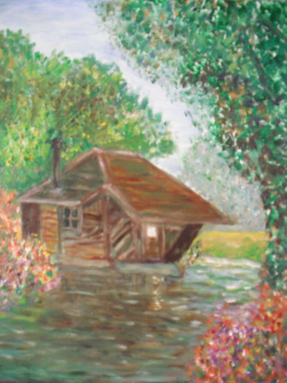 CABAÑA EN EL LAGO Oil Canvas Landscaping