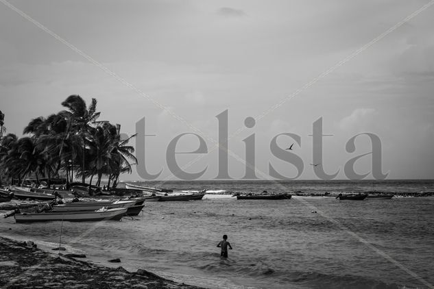 Playa de San Andres Travel Black and White (Digital)