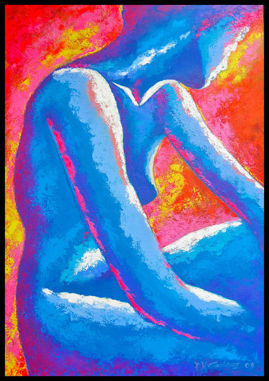 Figura perfil azul Oil Canvas Figure Painting