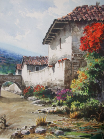 Casa Colonial de Totora Watercolour Paper Landscaping