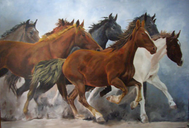 caballos 2 Acrylic Canvas Animals