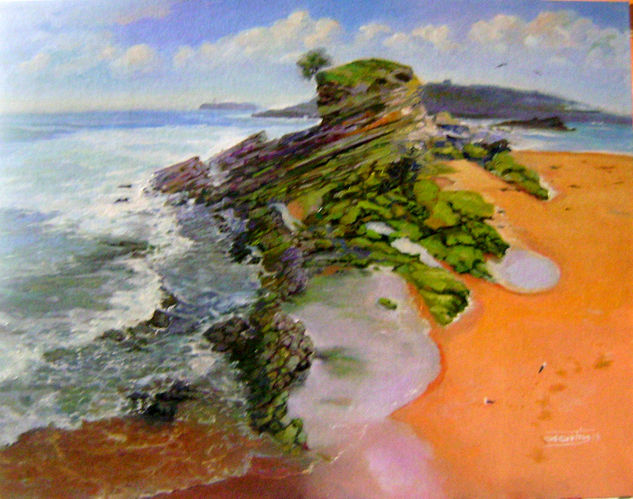 PEÑON DE LA PLAYA DEL CAMELLO Oil Canvas Marine Painting