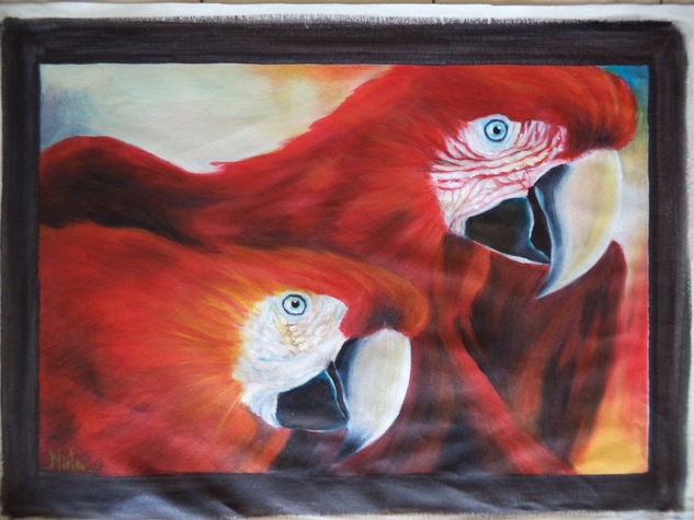 guacamayas viajeras Acrylic Canvas Animals