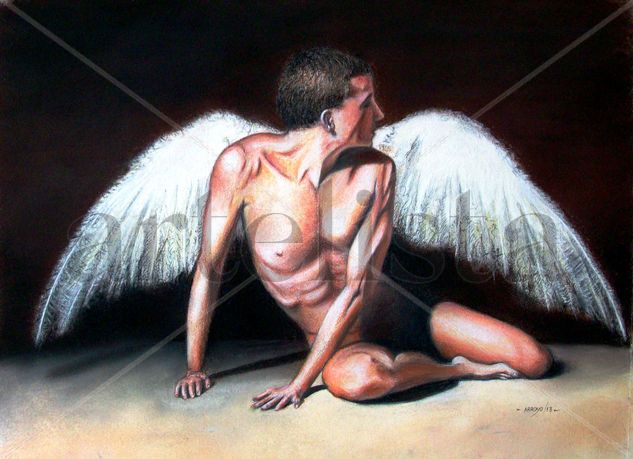 Ángel caído Pastel Paper Nude Paintings