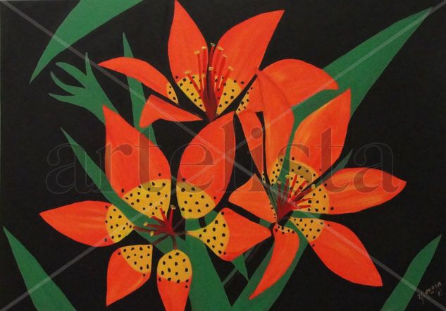 Flores en la noche Acrylic Canvas Floral Painting