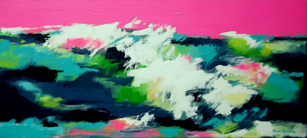 ola en rosa Acrylic Canvas Marine Painting