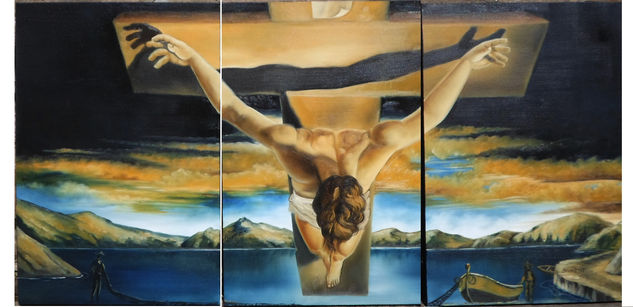 El Cristo de Dalí Oil Canvas Figure Painting