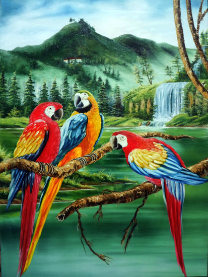 GUACAMAYAS Oil Canvas Animals