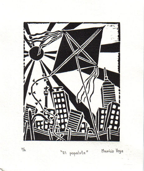 EL PAPALOTE Linocut