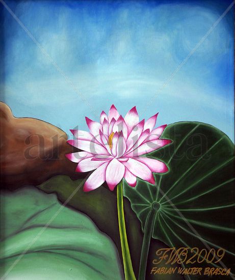 Flor de loto (Lotus flower) Acrylic Canvas Floral Painting