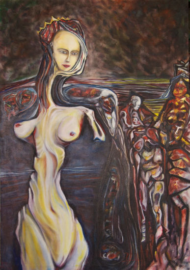 Abandonando Gomorrah Oil Textile Nude Paintings