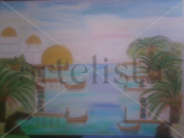 LA VENEZIA  ESPAÑOLA SOTOGRANDE Oil Canvas Marine Painting