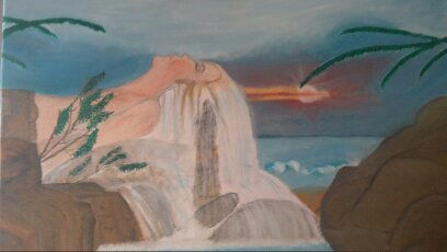 amanecer en la catarata Oil Canvas Landscaping