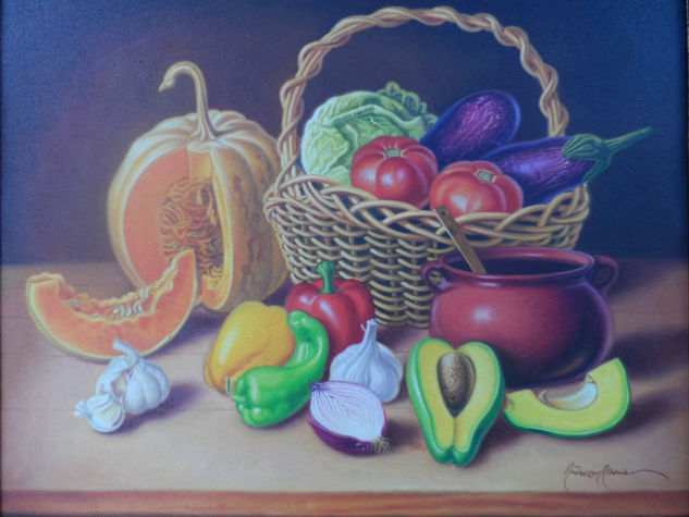 STILL LIFE WITH VEGETABLES Oil Canvas Still Life Paintings