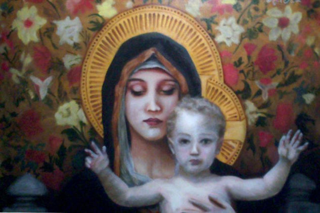 La Vierge au lys Oil Canvas Figure Painting