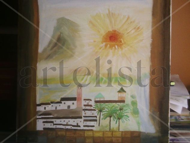 atraves de la ventana/thro.. the window Oil Canvas Landscaping