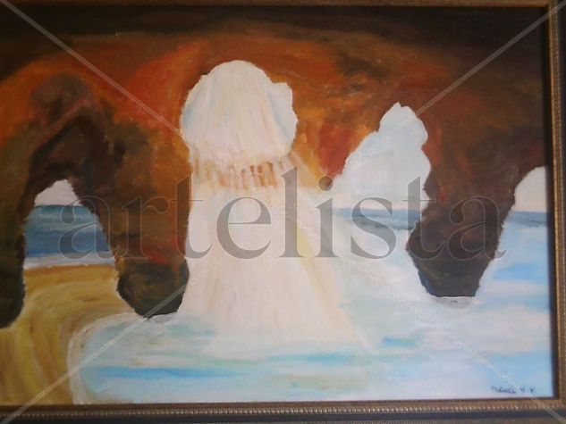 entre 2 mares/i n between 2 see. Oil Canvas Marine Painting