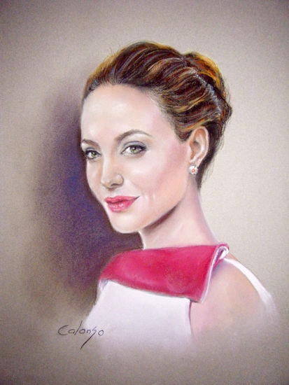 Angelina Jolie Pastel Papel Retrato