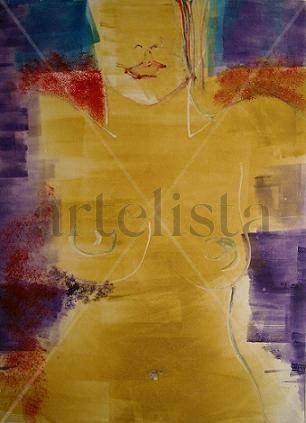 Desnudo con fondo violeta Monoprint