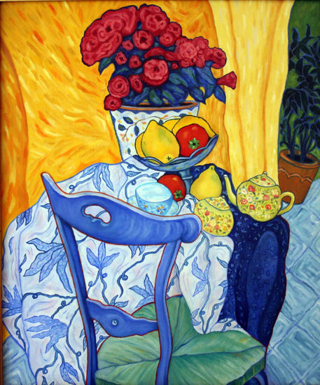 Silla azul Oil Canvas Still Life Paintings