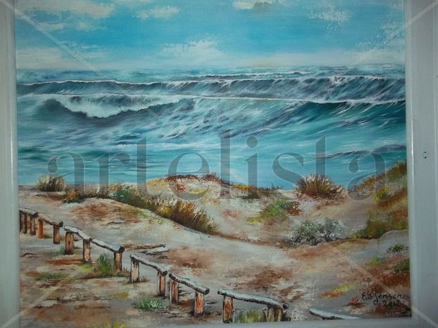 Playa de Orense Oil Canvas Marine Painting