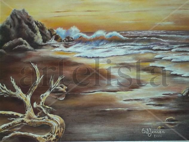 Playa con piedras Oil Canvas Marine Painting