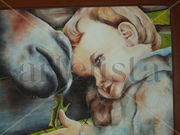 Niño con caballo Óleo Lienzo Retrato