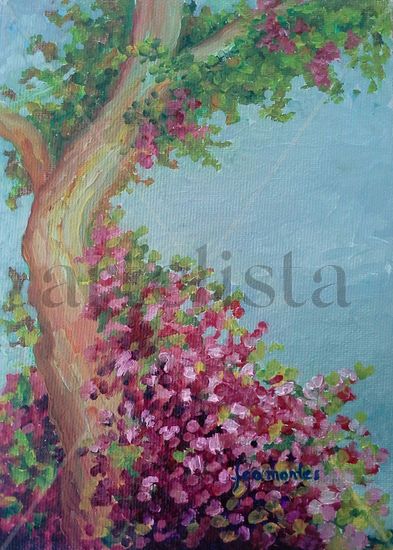 Enredadera de Bugambilia Oil Textile Floral Painting